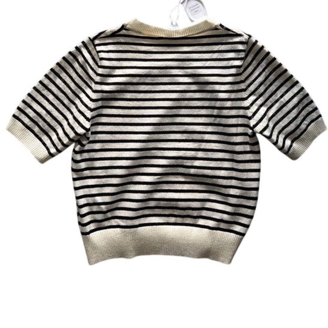 Lucy Paris NWT Striped Short Sleeve Sparkle Sweater L