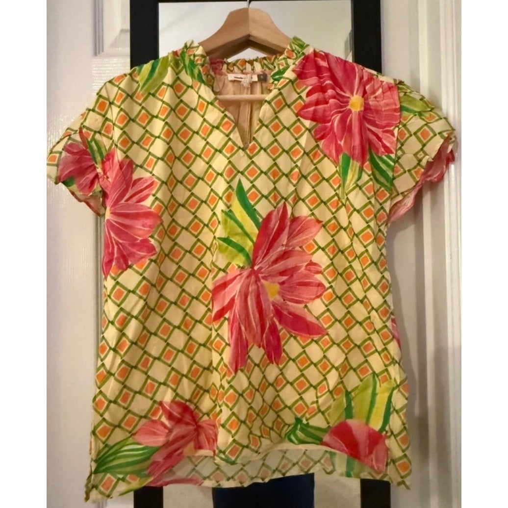 NWT Maude Vivante Floral Flutter Sleeve Cotton Top S