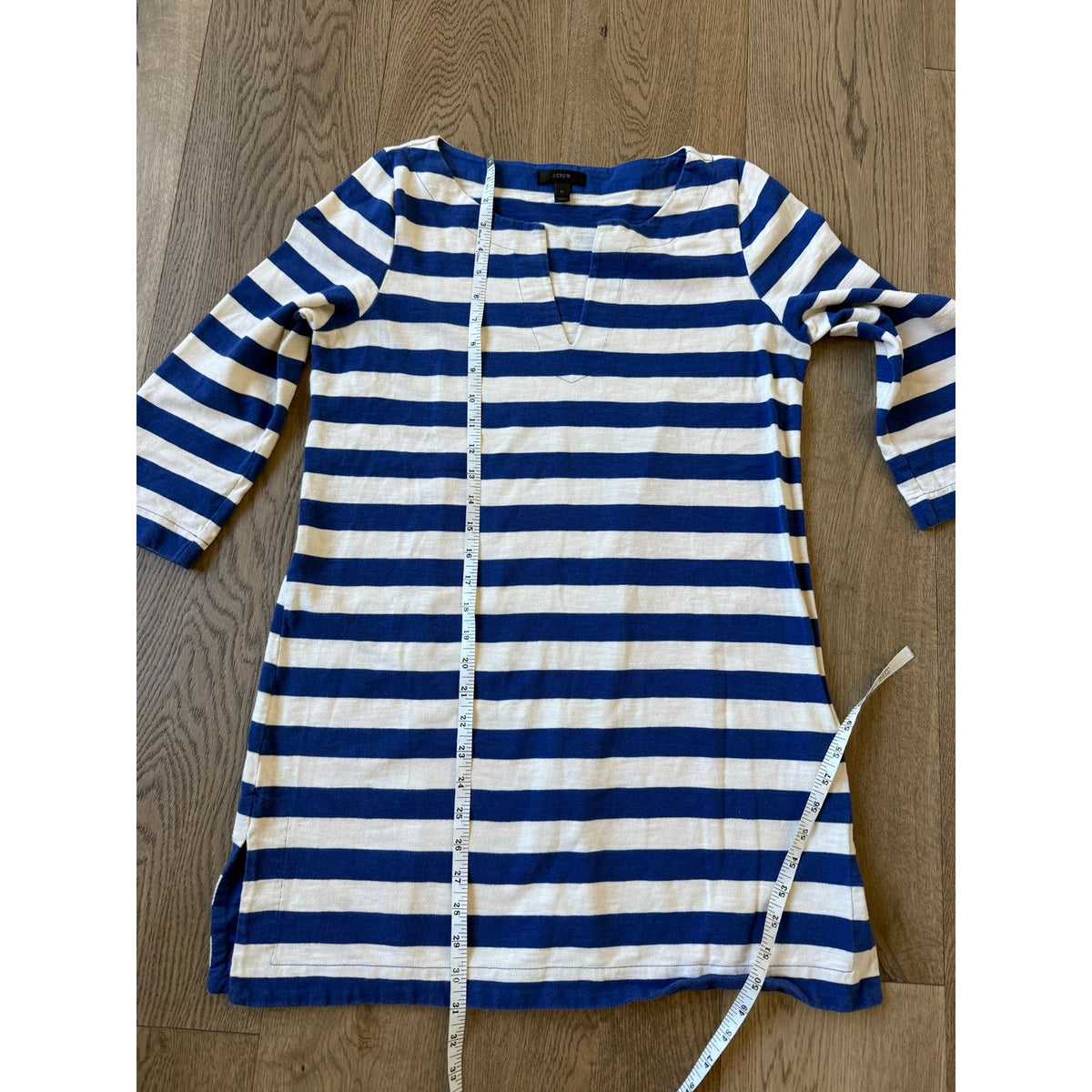 J. Crew Nautical Blue and White Striped Cotton Tunic Dress M - Mindy's Boutique
