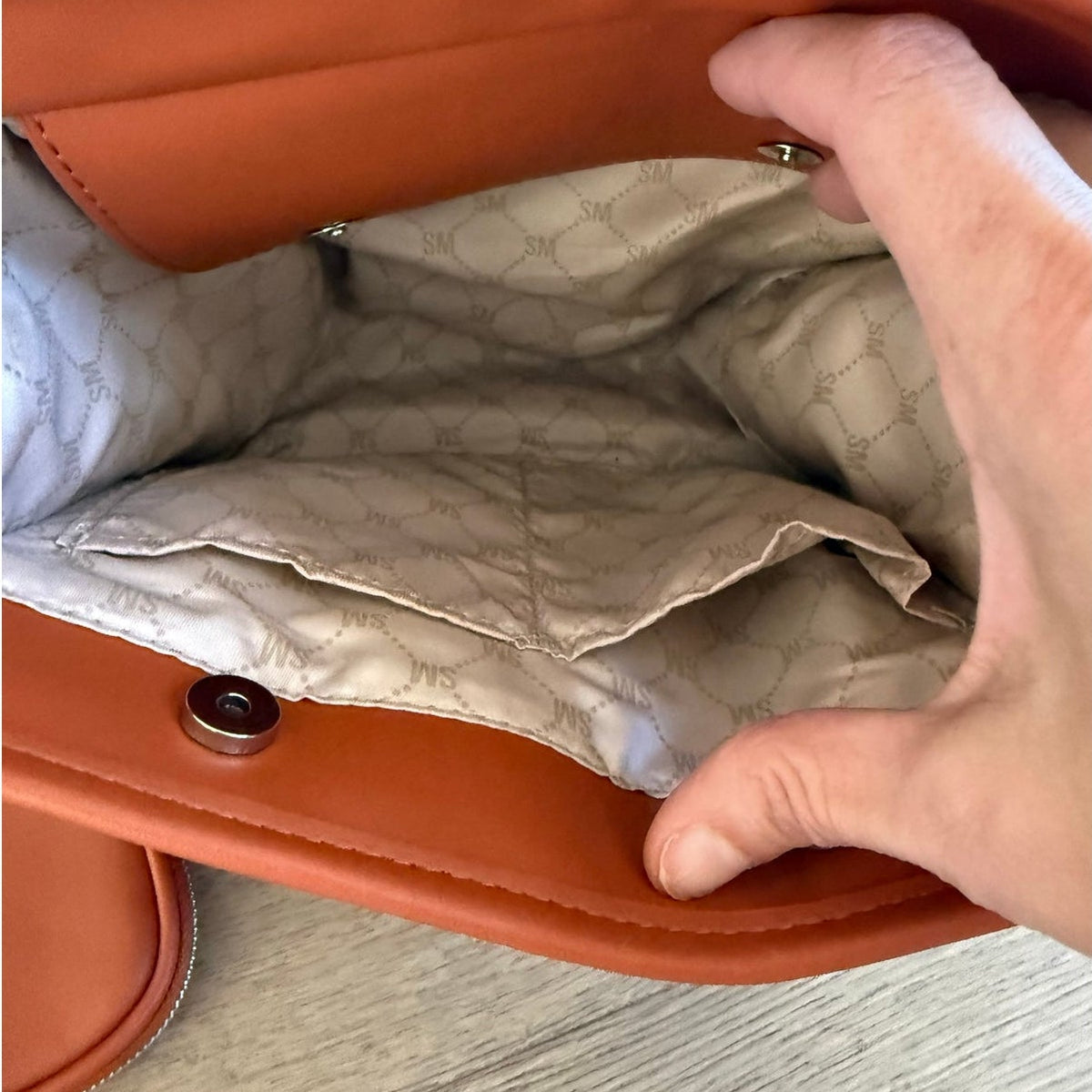 Steve Madden Bmaddi Burnt Orange Suede Tote Bag with Webbing Strap