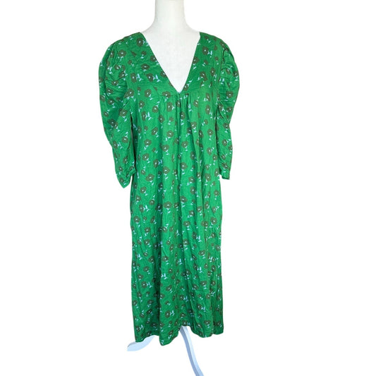 Pink Chicken New York Green Floral Midi Dress Size Medium