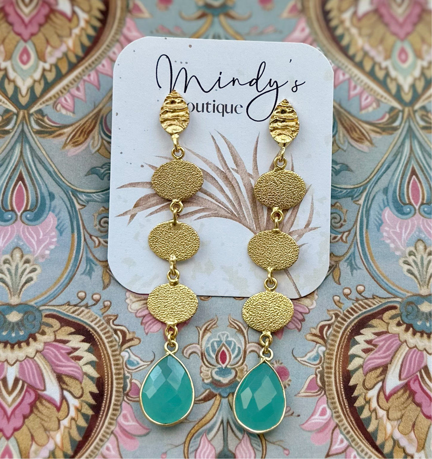 Aqua Chalcedony Earrings - Handmade by Mindy - Mindy's Boutique