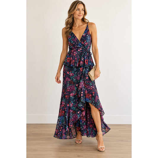 Hutch Hollis Wrap Maxi Dress Vibrant Floral Print M