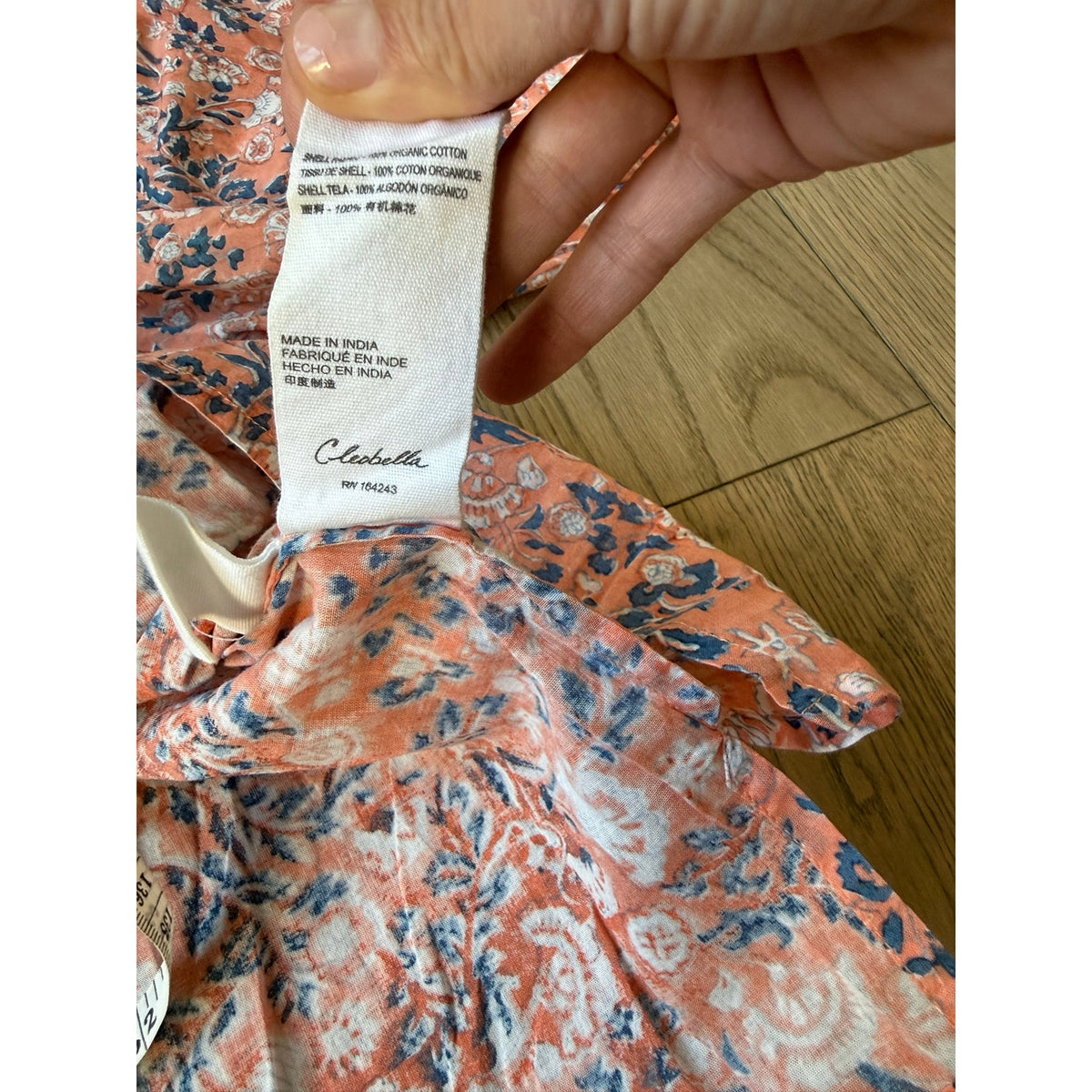 Cleobella Floral Puff Sleeve Top Orange Multi M