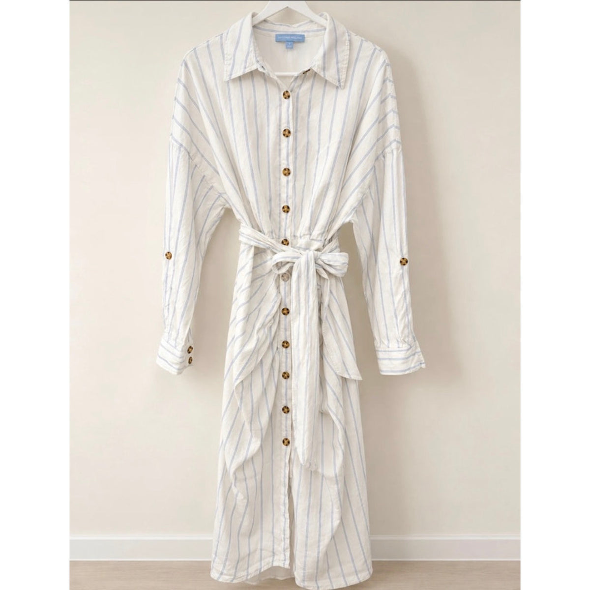Antonio Melani Striped Linen Button-Down Maxi Dress 12