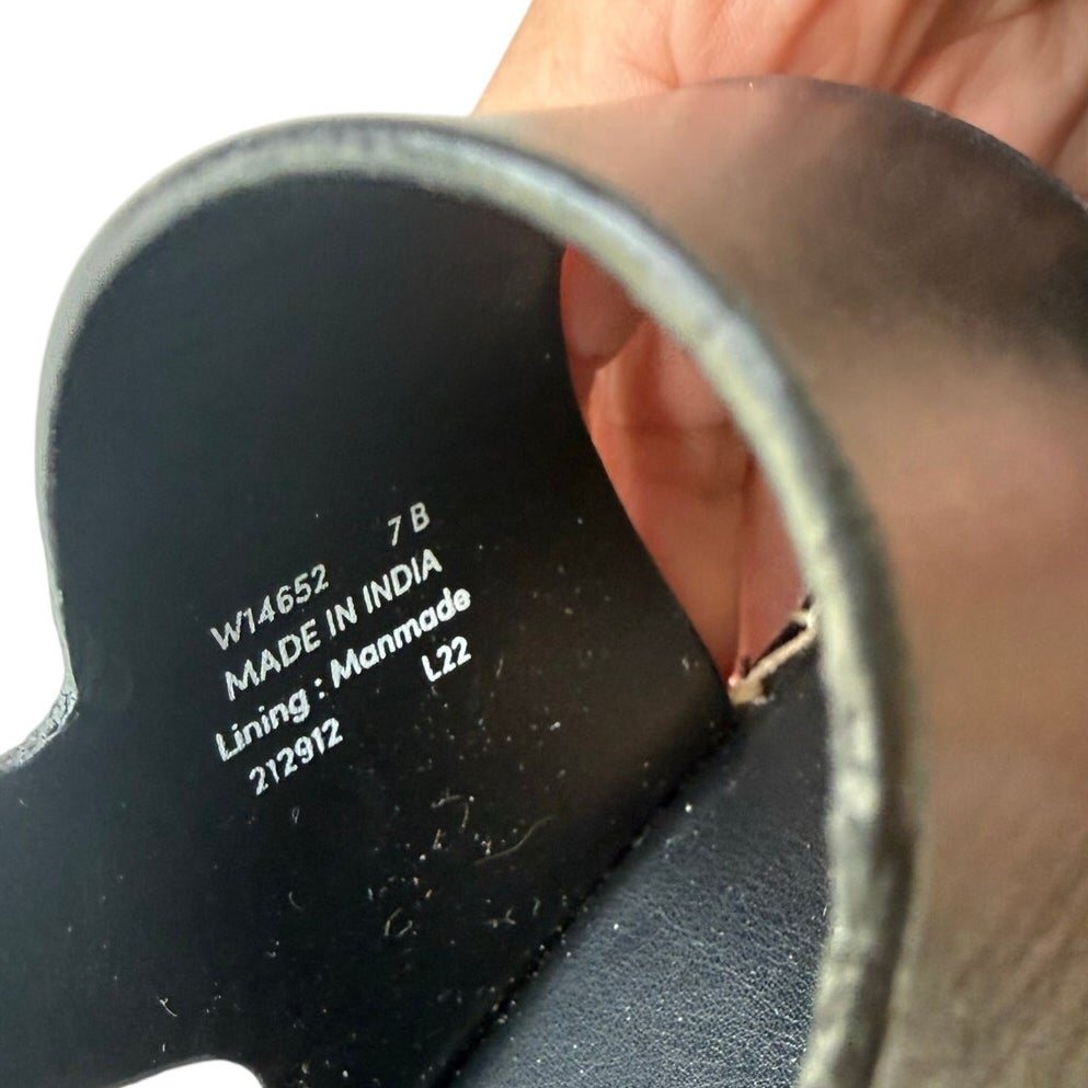 Cole Haan Black Leather Cloudfeel Espadrille Wedge Sandals 7B