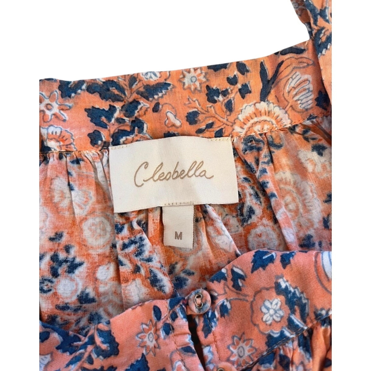 Cleobella Floral Puff Sleeve Top Orange Multi M