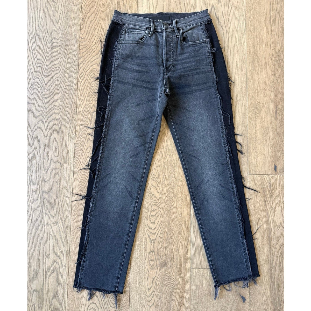 3x1 Made Here Jolee Two-Tone Raw Hem Fringe Skinny Jeans 24