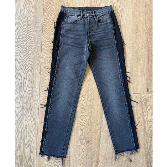 3x1 Made Here Jolee Two-Tone Raw Hem Fringe Skinny Jeans 24