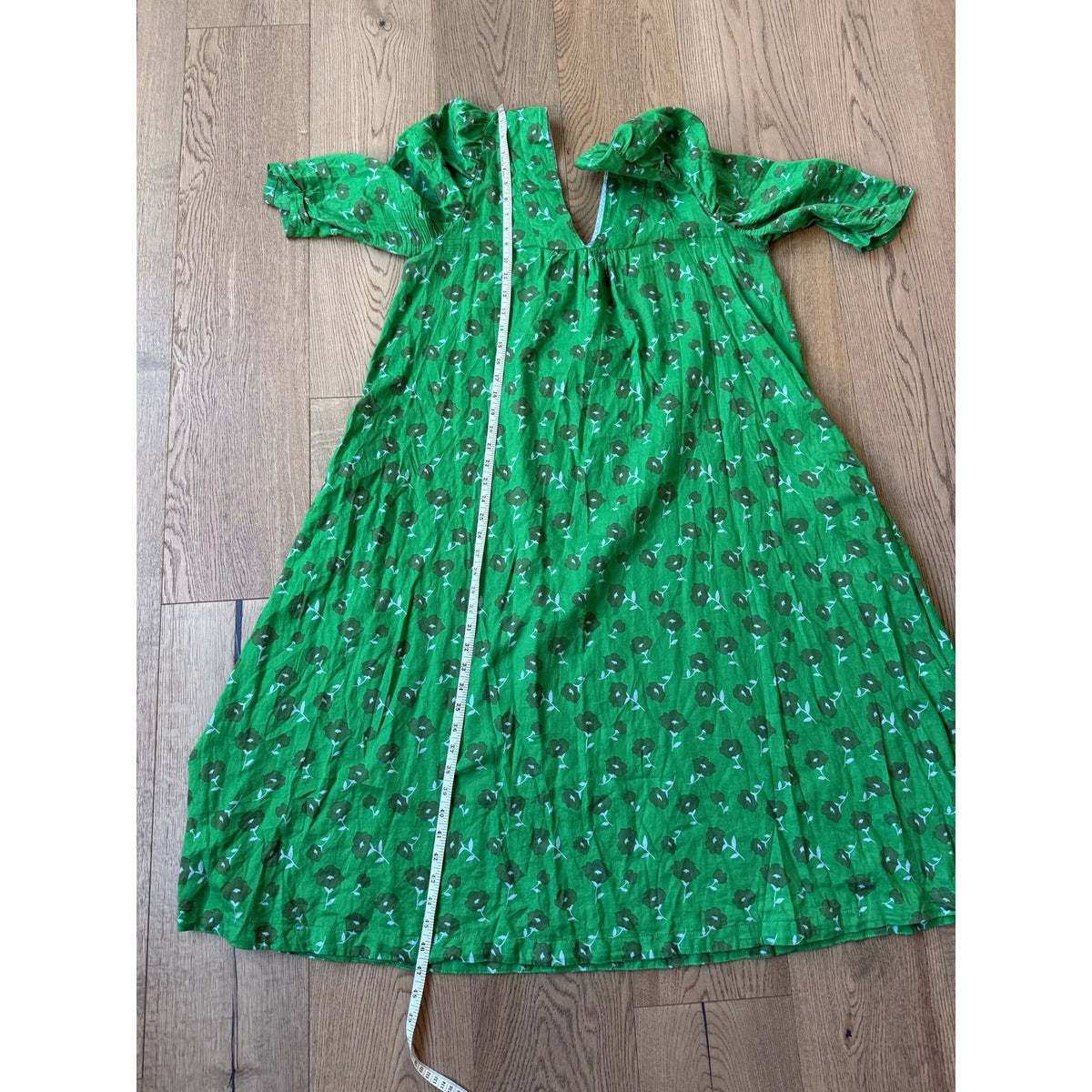 Pink Chicken New York Green Floral Midi Dress Size Medium