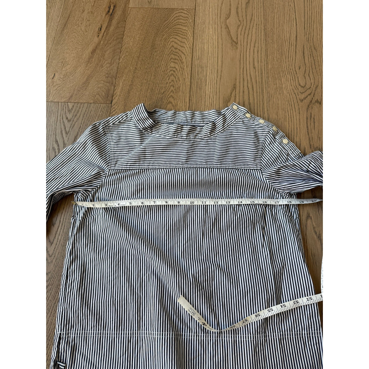 J.Crew Striped Funnel Neck Button Shoulder Top - 4P