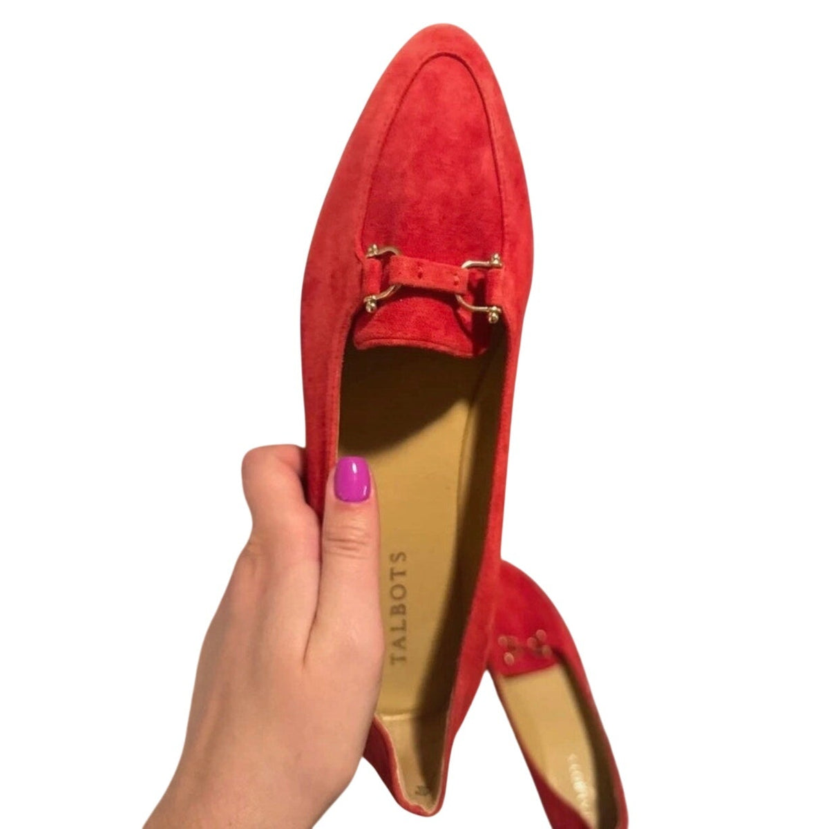 Talbots Red Suede Horsebit Loafers 8.5 M
