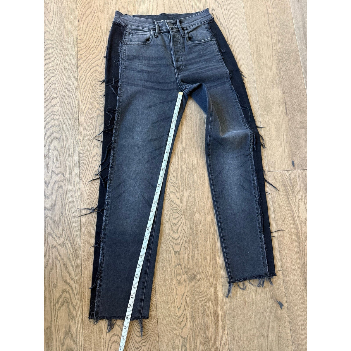 3x1 Made Here Jolee Two-Tone Raw Hem Fringe Skinny Jeans 24
