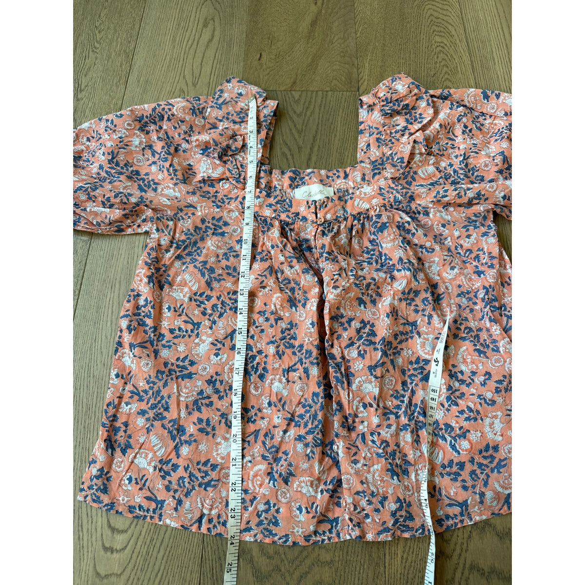 Cleobella Floral Puff Sleeve Top Orange Multi M