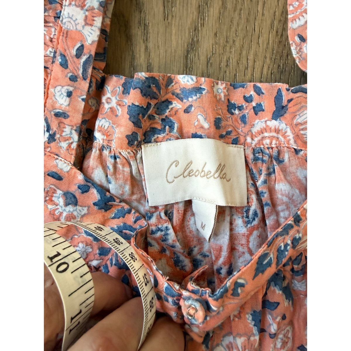 Cleobella Floral Puff Sleeve Top Orange Multi M