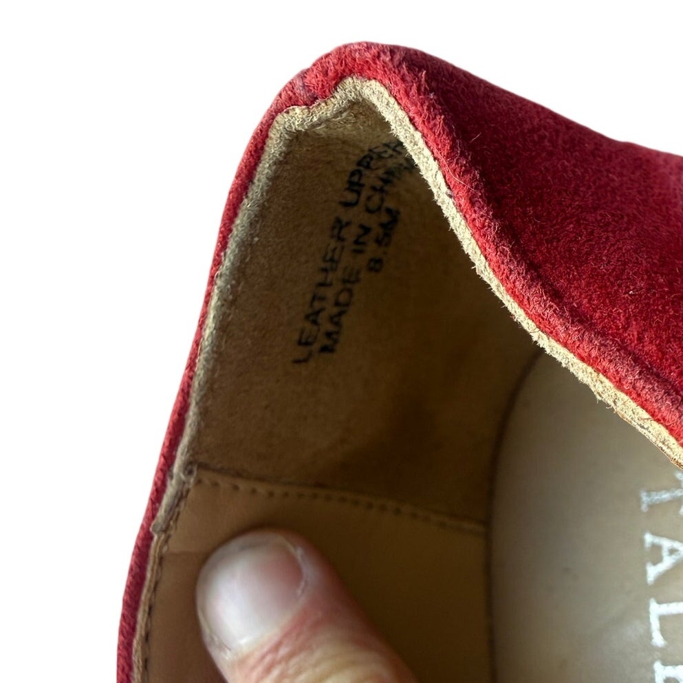 Talbots Red Suede Horsebit Loafers 8.5 M