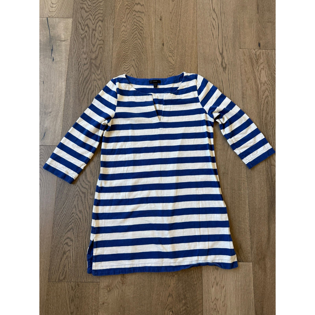 J. Crew Nautical Blue and White Striped Cotton Tunic Dress M - Mindy's Boutique