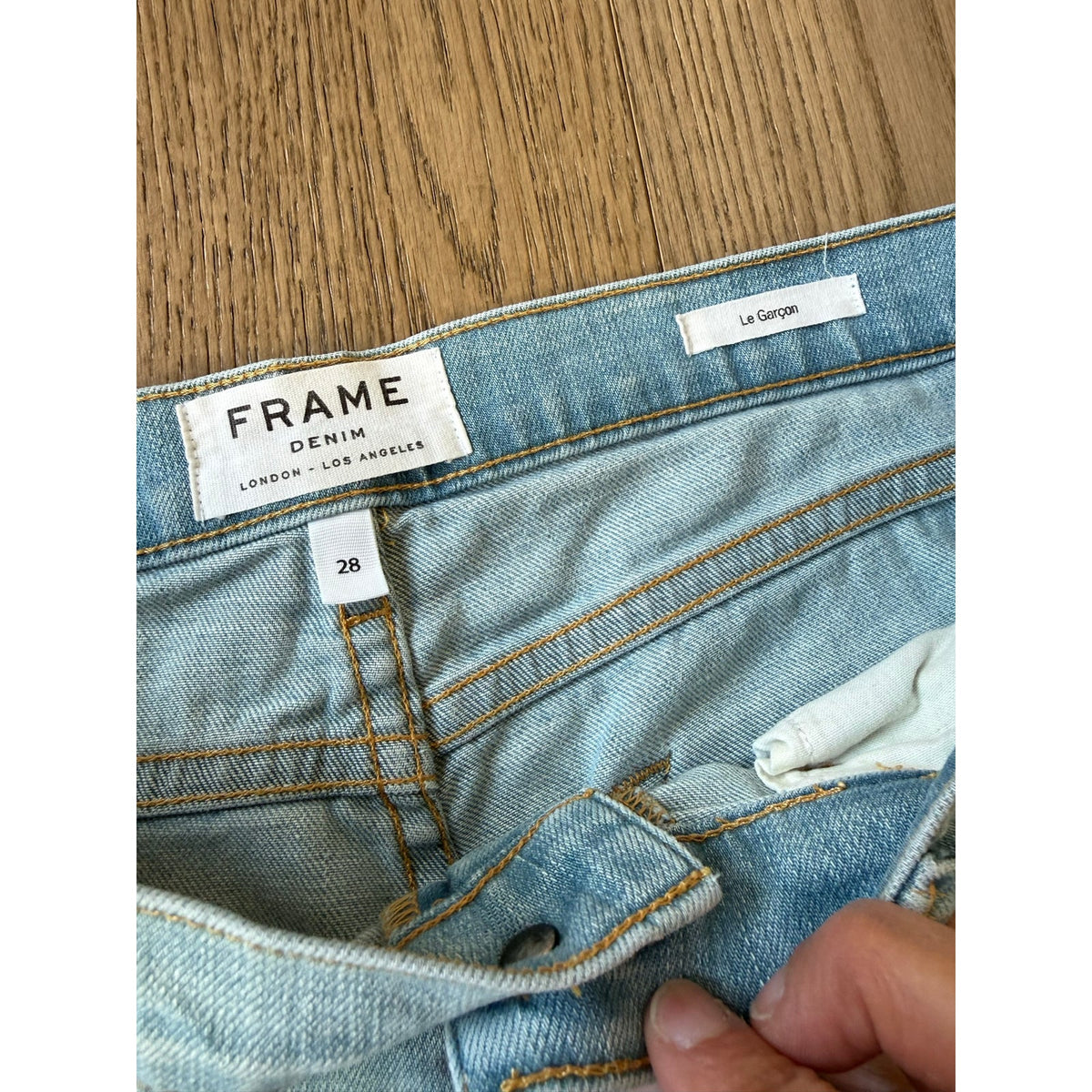 FRAME Denim Le Garcon Distressed Slim Boyfriend Jeans 28