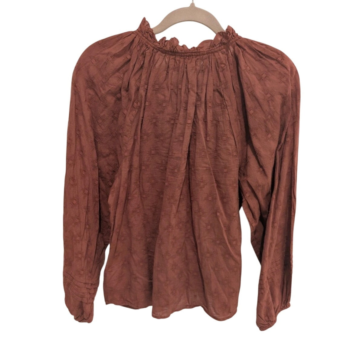 Cleobella Rust Eyelet Ruffle Collar Button-Front Blouse M