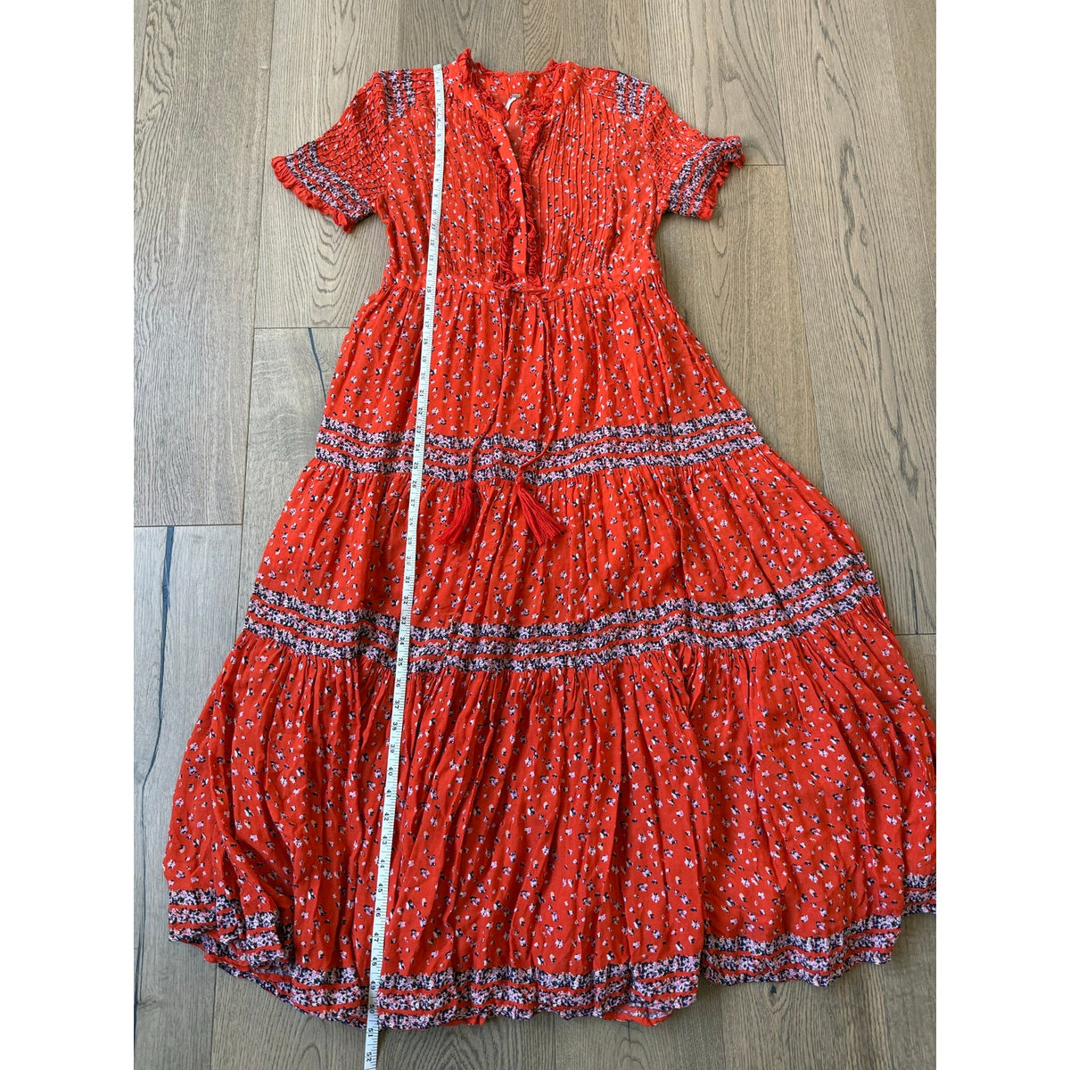 Free People Rare Feelings Red Printed Maxi Dress small