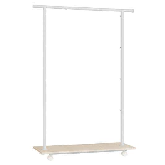 Love this smaller Clothes Rack with Wheels.  I use it in 2 of my boutiques and its tall enough for dress, has wheels and locks in place