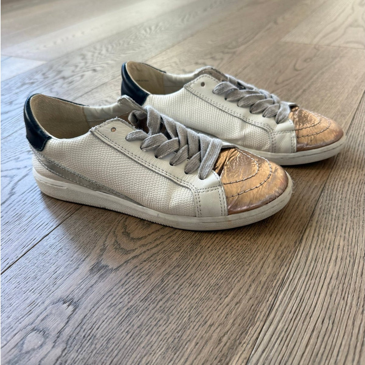 Dolce Vita Metallic Copper and White Textured Leather Fashion Sneakers 6 - Mindy's Boutique