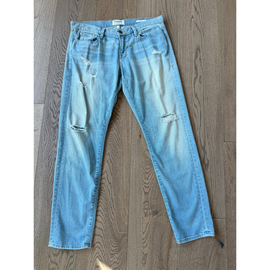 FRAME Denim Le Garcon Distressed Slim Boyfriend Jeans 28