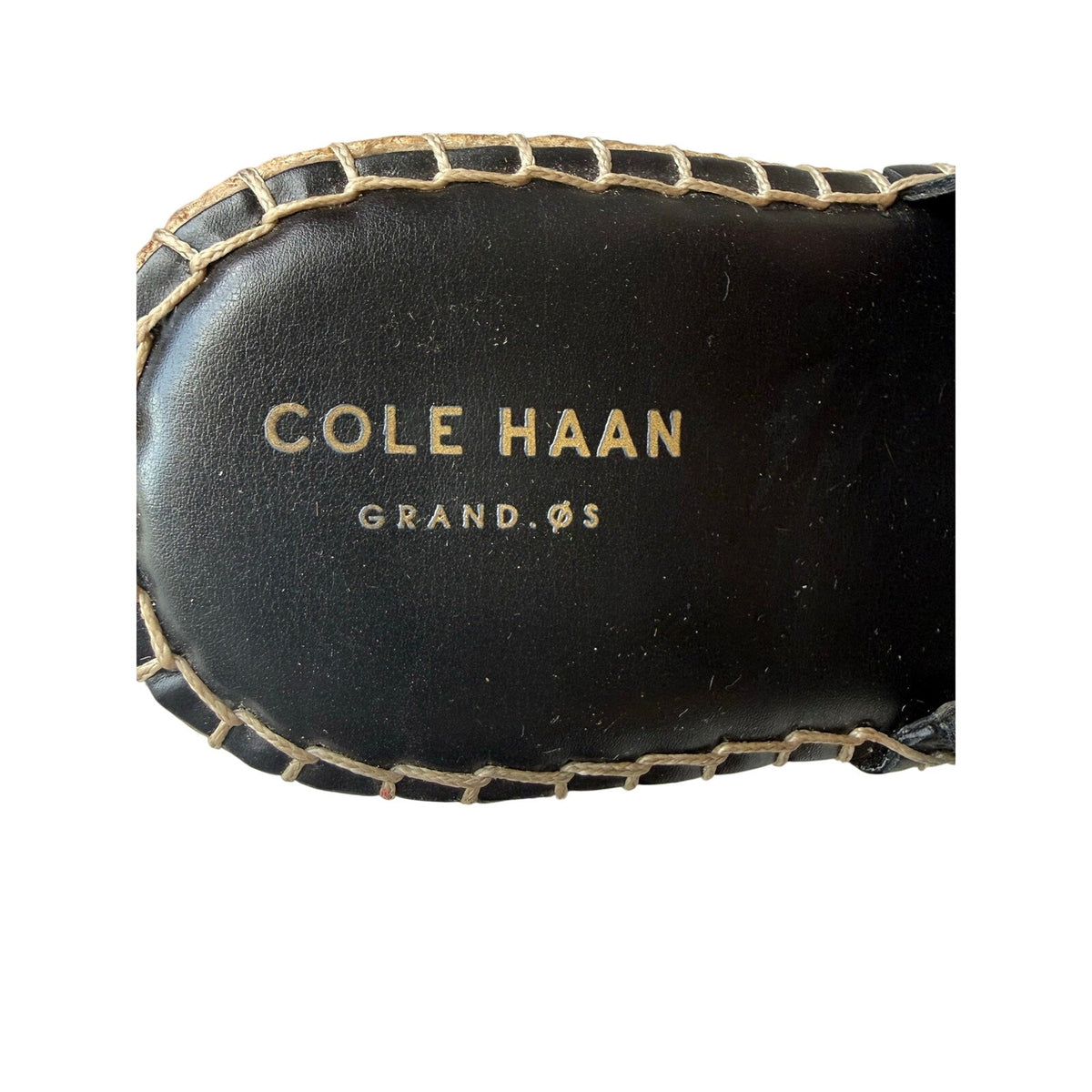 Cole Haan Black Leather Cloudfeel Espadrille Wedge Sandals 7B