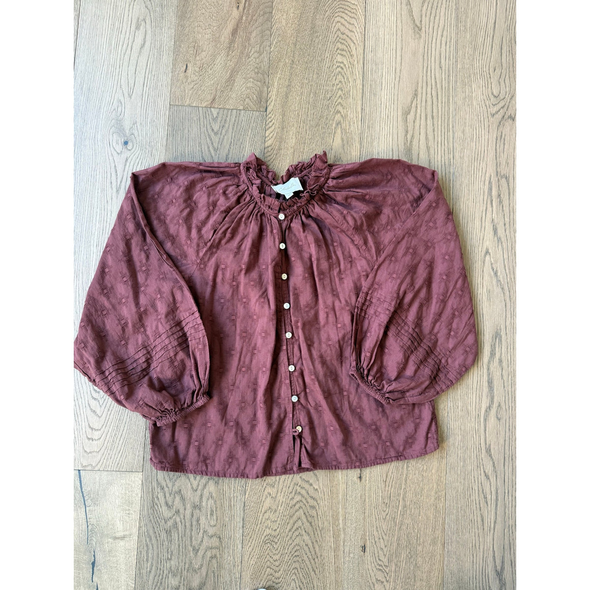 Cleobella Rust Eyelet Ruffle Collar Button-Front Blouse M