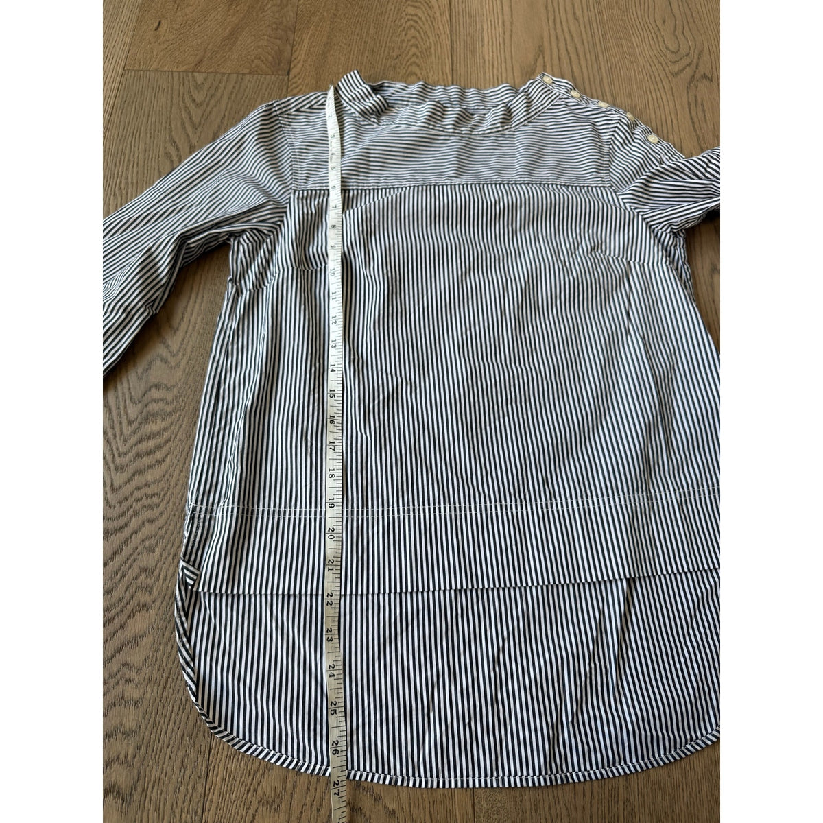 J.Crew Striped Funnel Neck Button Shoulder Top - 4P