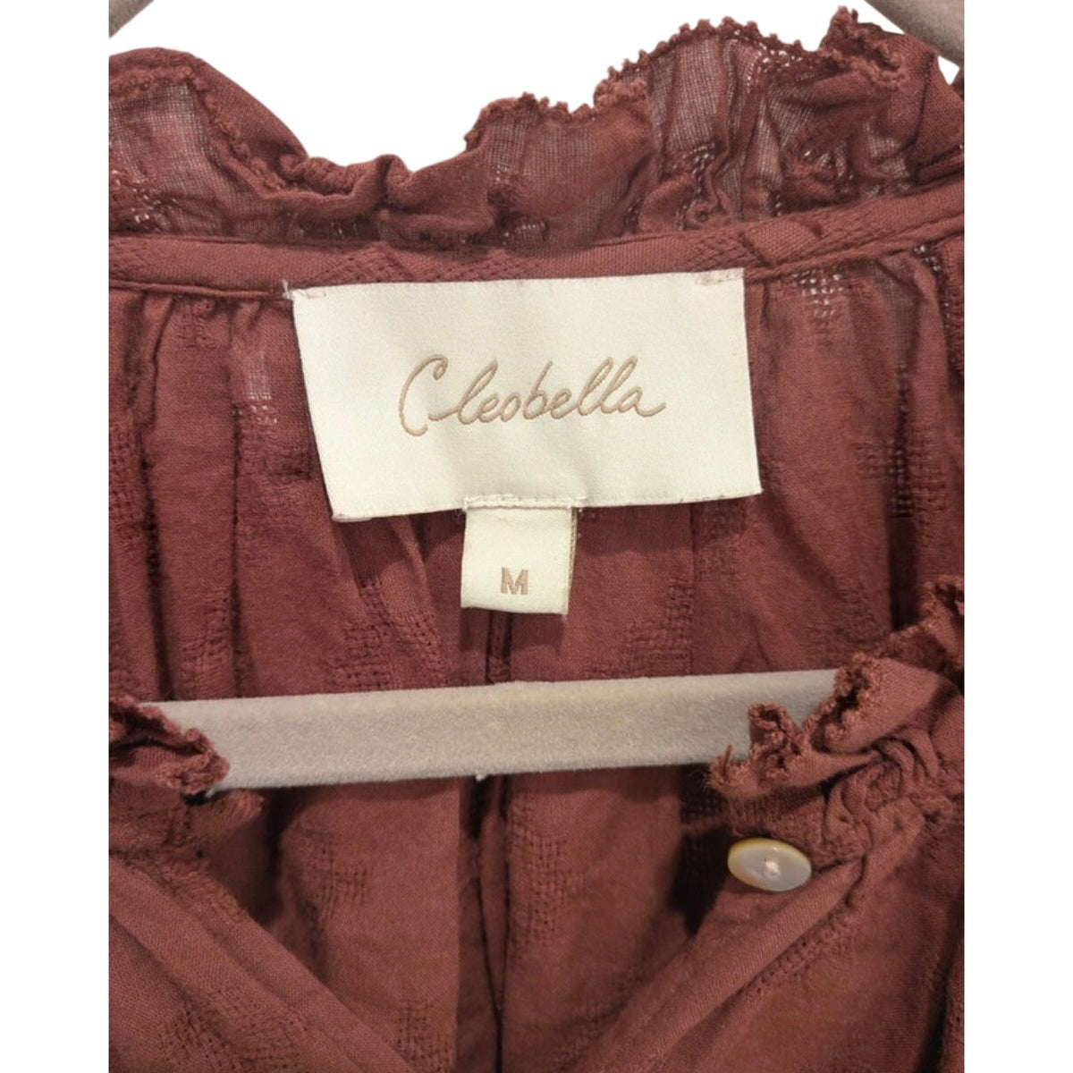 Cleobella Rust Eyelet Ruffle Collar Button-Front Blouse M