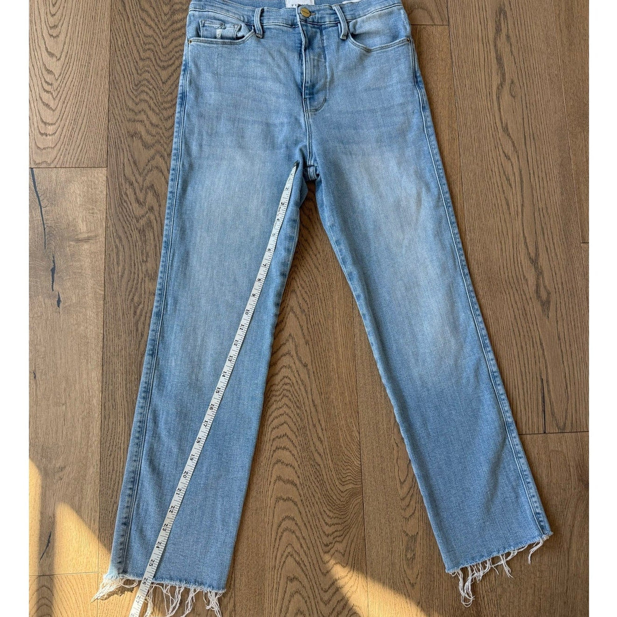 FRAME Le Sylvie Crop Jeans Light Wash Raw Hem Size 28