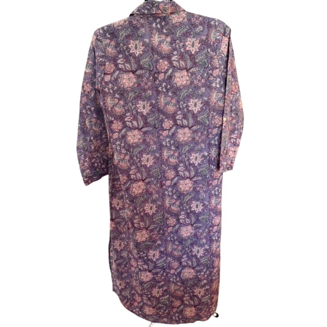 MILLIER Floral Print Button Front Maxi Shirtdress Small