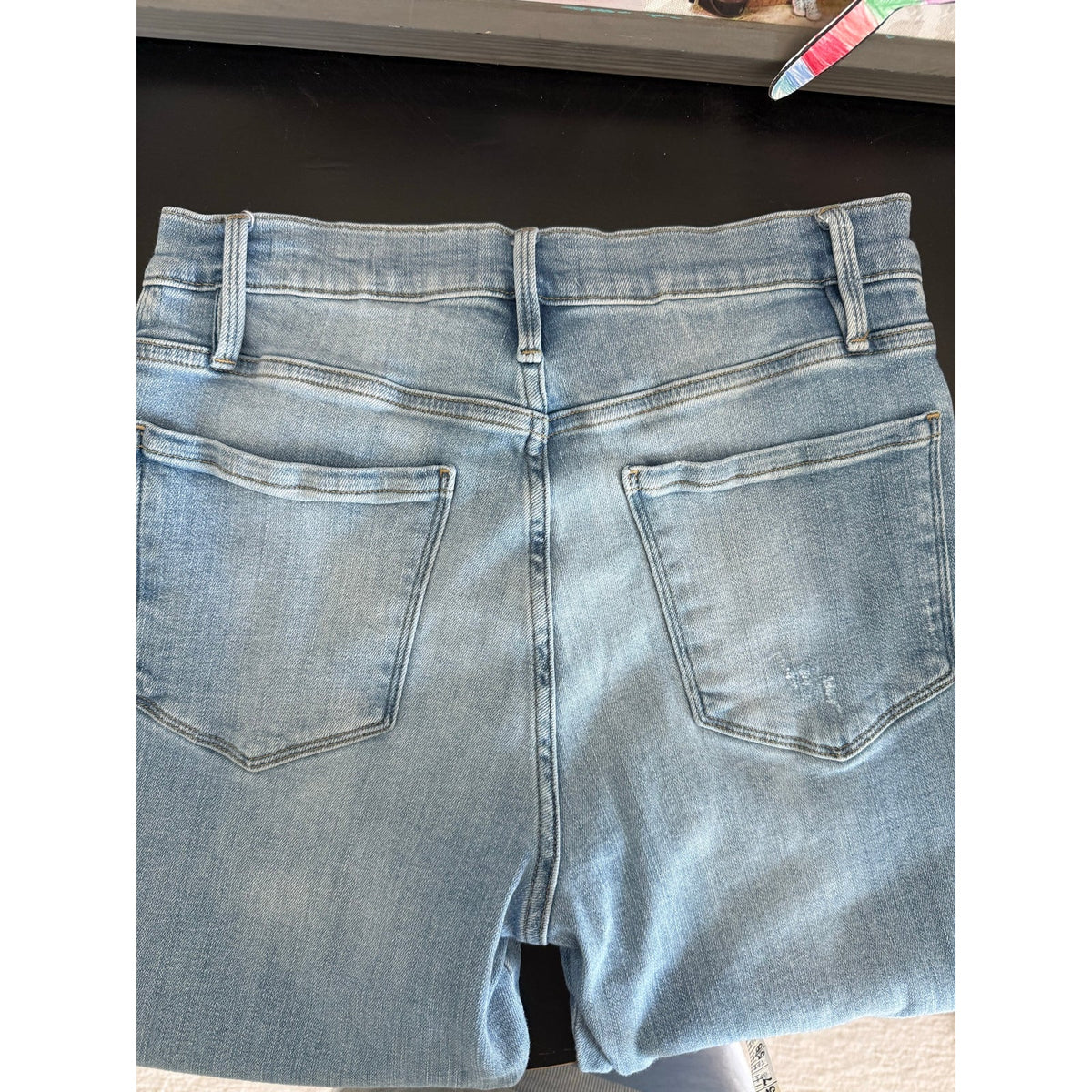 FRAME Le Sylvie Crop Jeans Light Wash Raw Hem Size 28