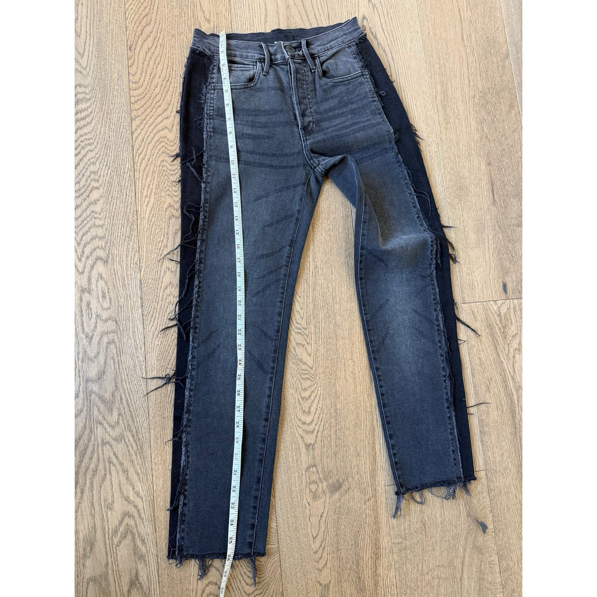 3x1 Made Here Jolee Two-Tone Raw Hem Fringe Skinny Jeans 24