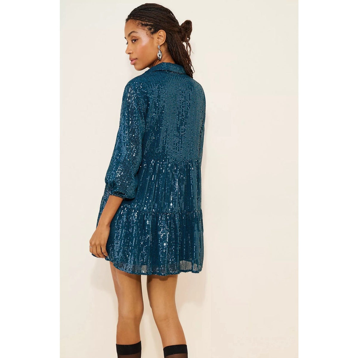 Maeve Anthropologie Bettina Sequin Mini Dress Green M