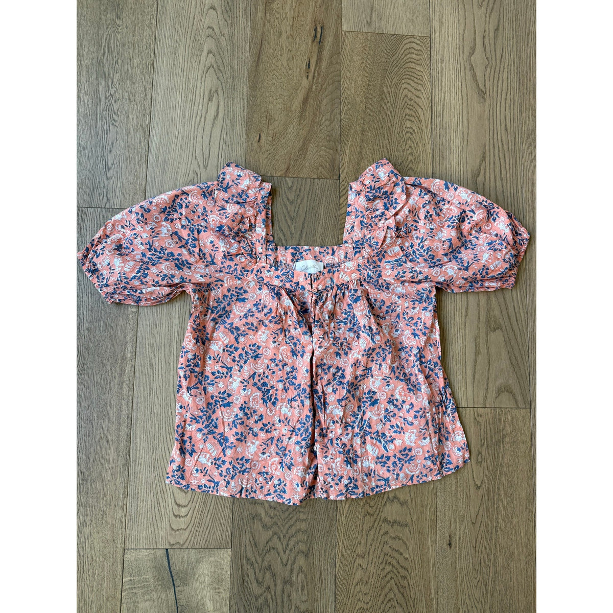 Cleobella Floral Puff Sleeve Top Orange Multi M