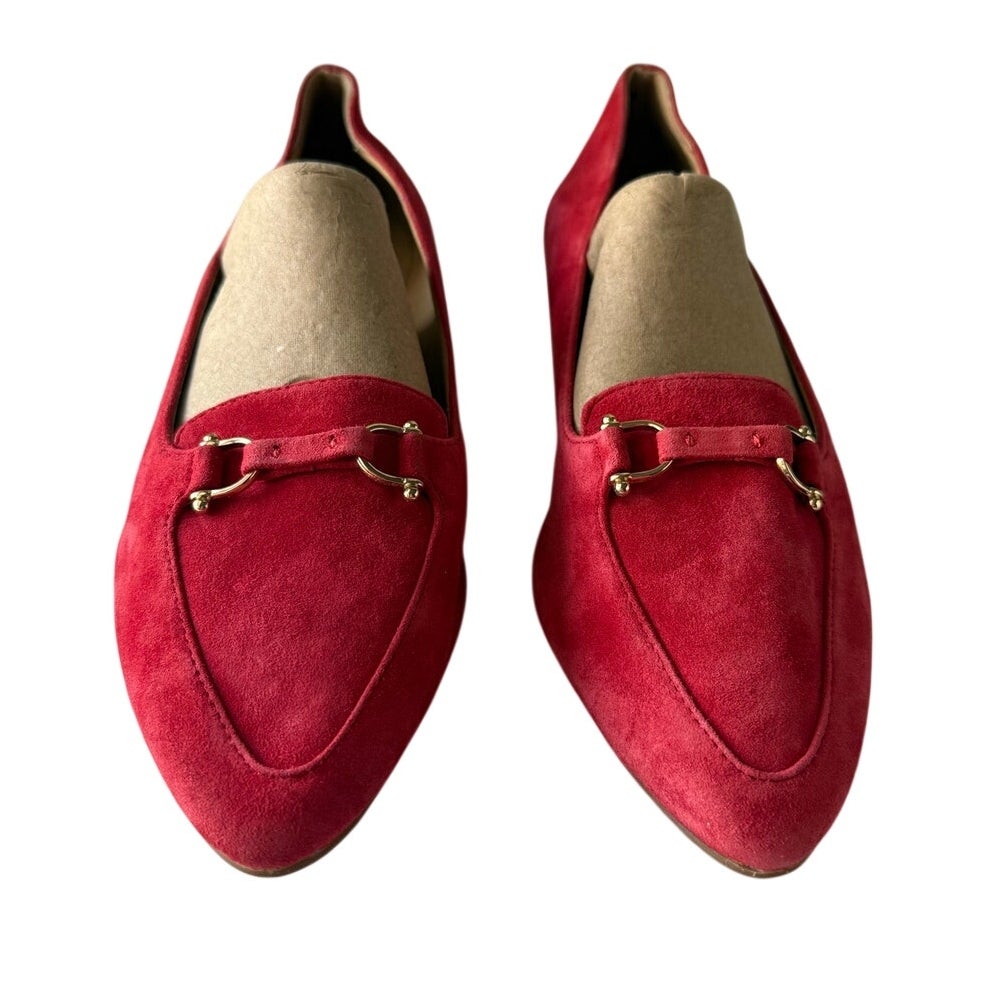 Talbots Red Suede Horsebit Loafers 8.5 M