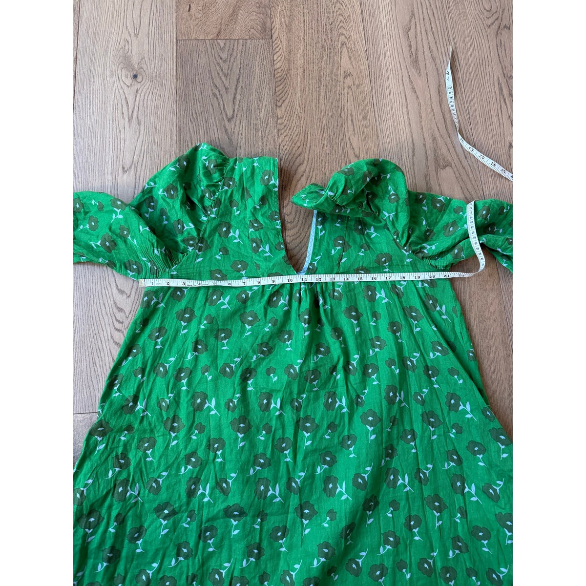 Pink Chicken New York Green Floral Midi Dress Size Medium
