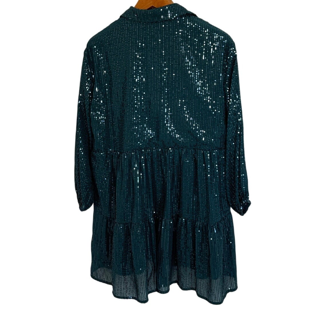 Maeve Anthropologie Bettina Sequin Mini Dress Green M