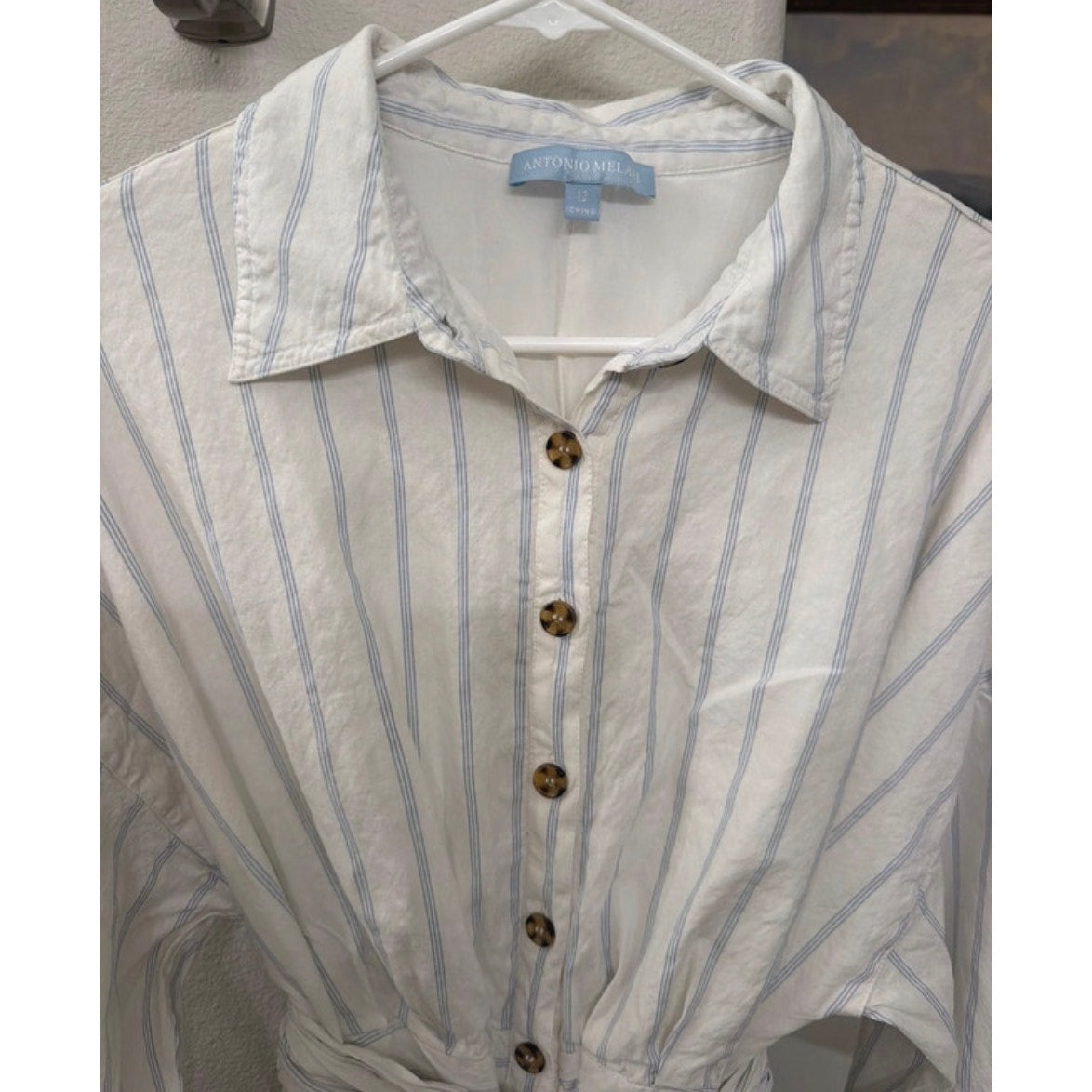 Antonio Melani Striped Linen Button-Down Maxi Dress 12