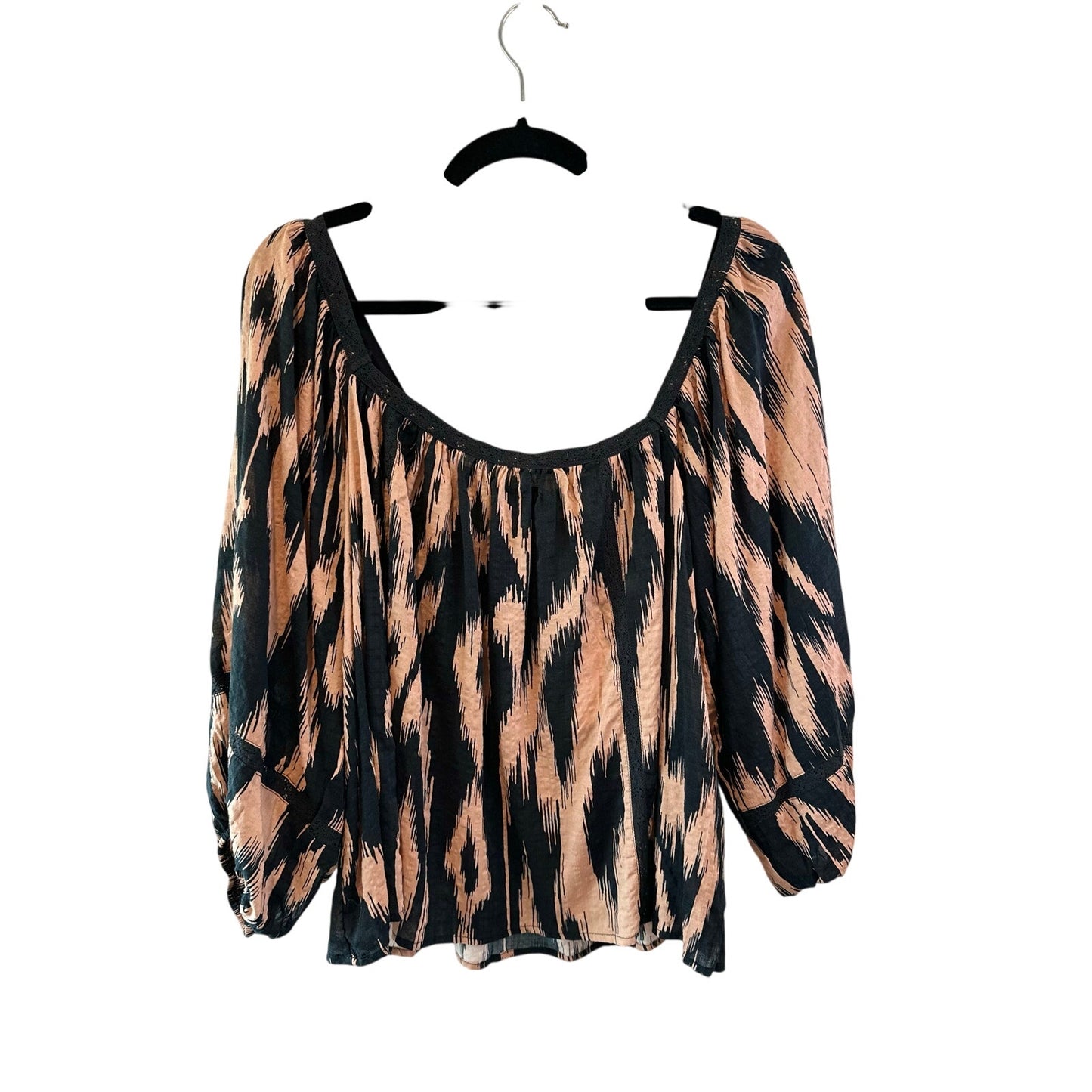 Coco By Together Black Gauze Square Neck Boho Top