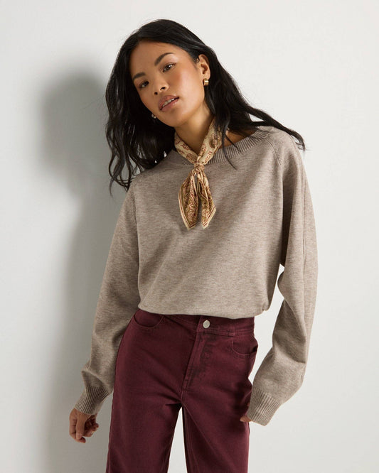 Harmony Tunic Sweater: Heather Sandbar - Mindy's Boutique
