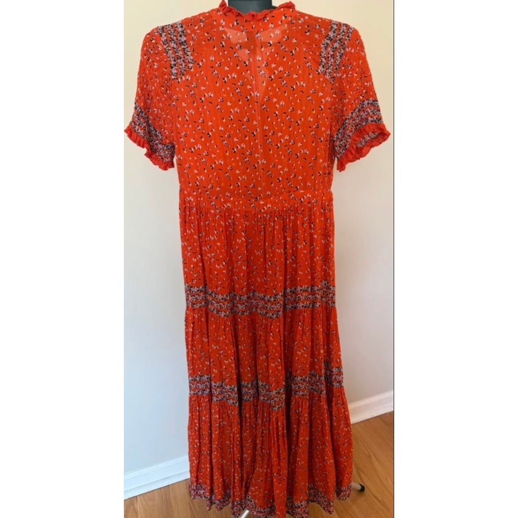 Free People Rare Feelings Red Printed Maxi Dress small