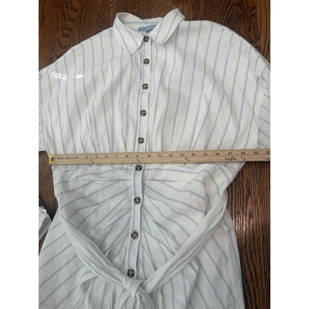 Antonio Melani Striped Linen Button-Down Maxi Dress 12