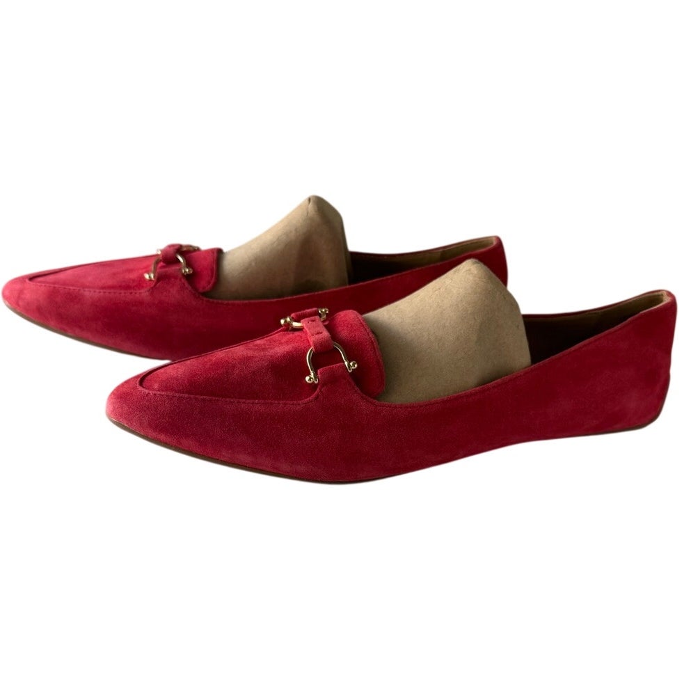 Talbots Red Suede Horsebit Loafers 8.5 M