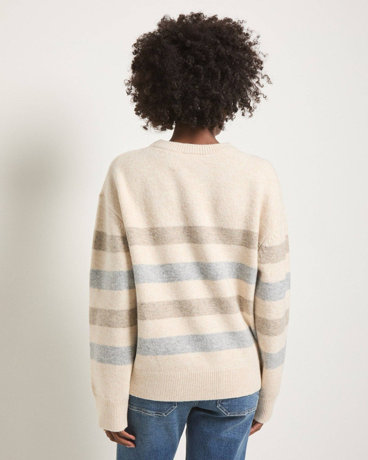 Harbor Haven Striped Sweater: Heather Cream - Mindy's Boutique