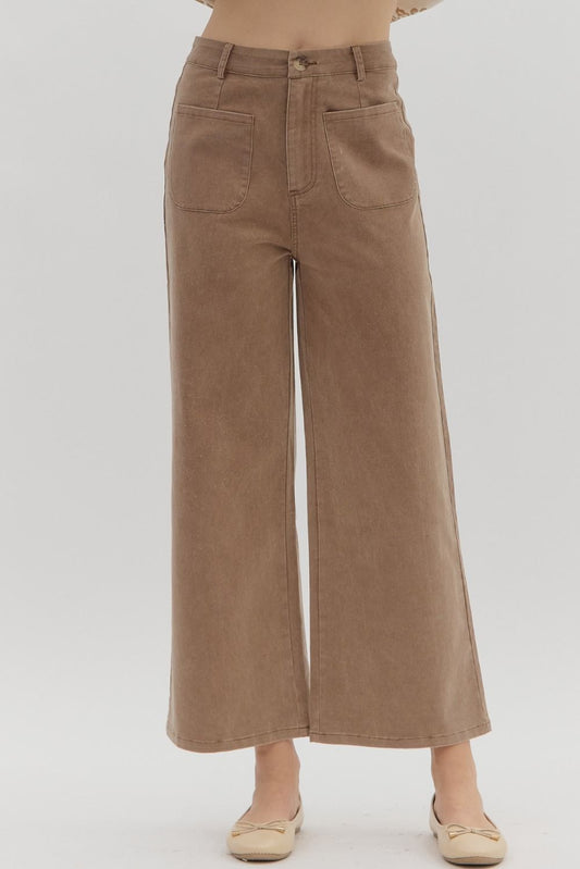 Brown wide-leg pants on a white background