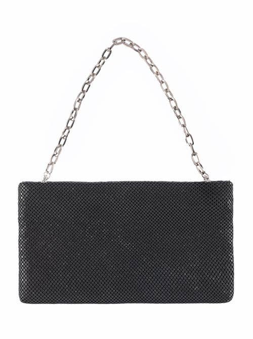 CAMERON SHOULDER BAG - Mindy's Boutique - Crafted with durable aluminum mesh, the CAMERON SHOULDER BAG is a sleek and stylish accessory that features elegant sliver hardware. The top zip closure ensures secure storage, while the detachable chain handle adds versatility. Inside, you'll find 1 zip pocket for convenient organization. Plus, this bag is vegan-friendly for an ethical and eco-friendly option.