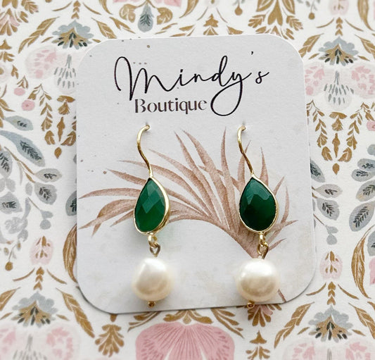 Emerald Pearl Drops - Mindy's Boutique